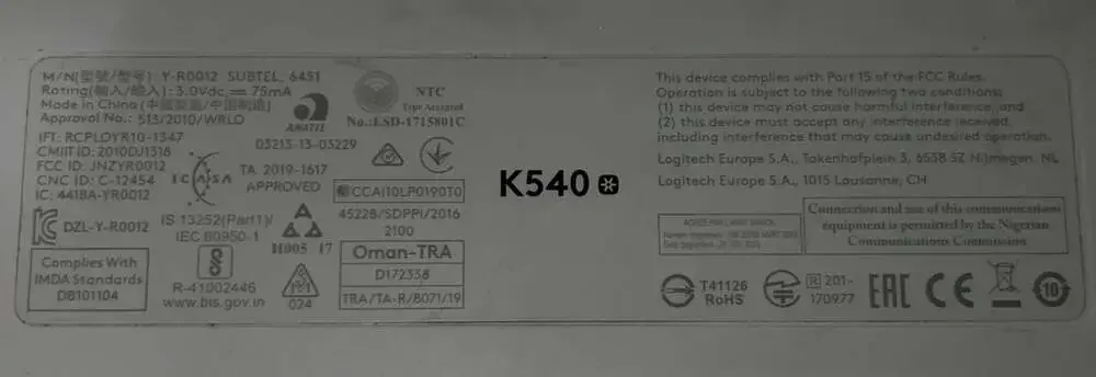Logitech K540 Wireless Keyboard
